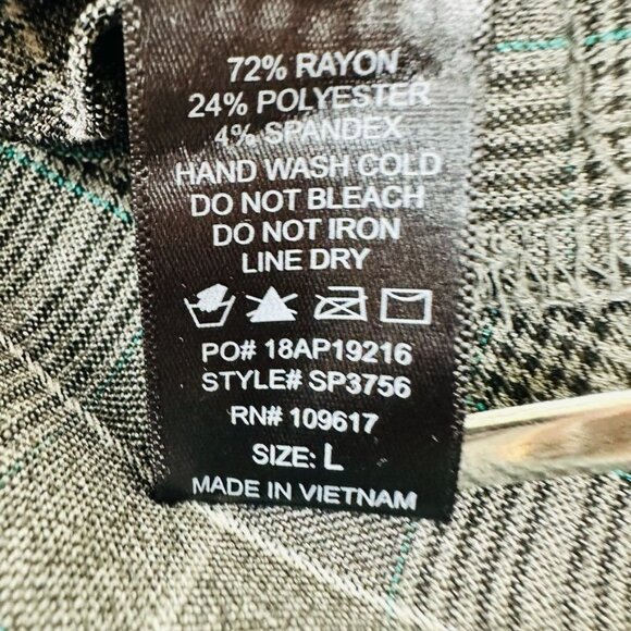 Shinestar Womens Gray Plaid High-Waisted Stretch Pants Size L - Picture 6 of 9